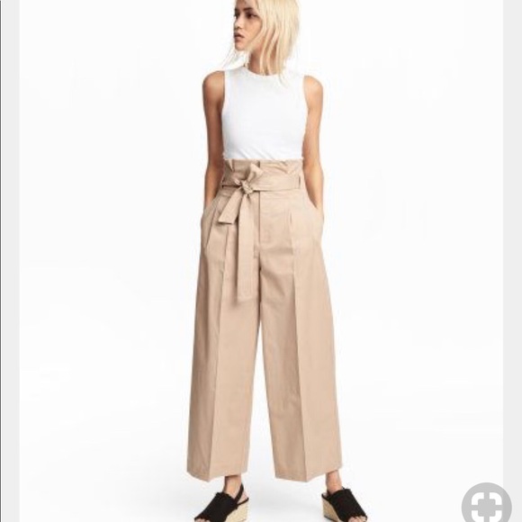 high waisted paper bag pants wide leg